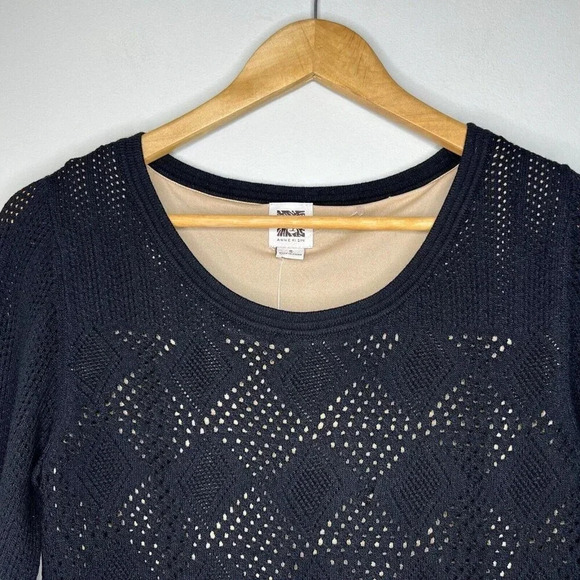 Anne Klein Black Midi Sweater Dress Sz S Office Buisness Casual Classic Comfy - Picture 3 of 11
